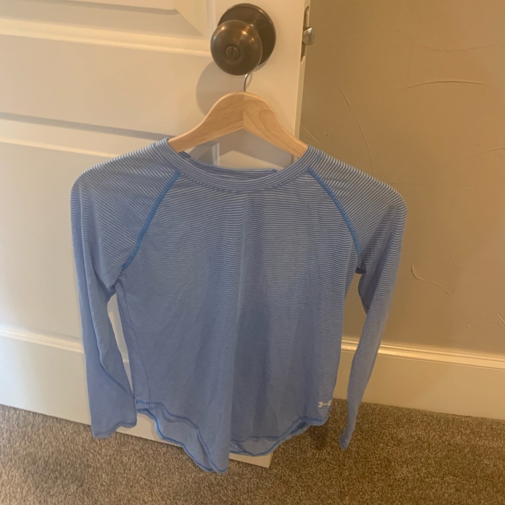 Under armour blue and white stripe shirt size xs